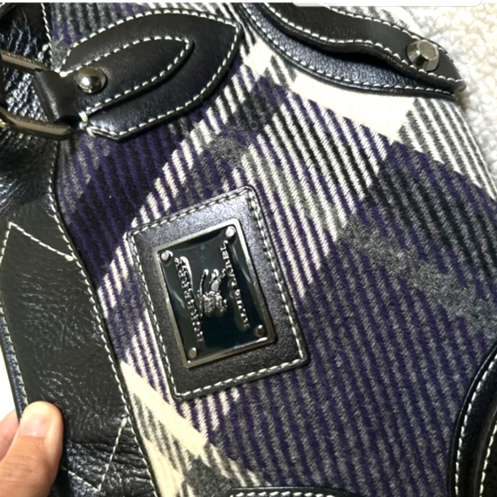 Rare Burberry Blue & White Nova Check Tote Bag - Picture 6 of 12
